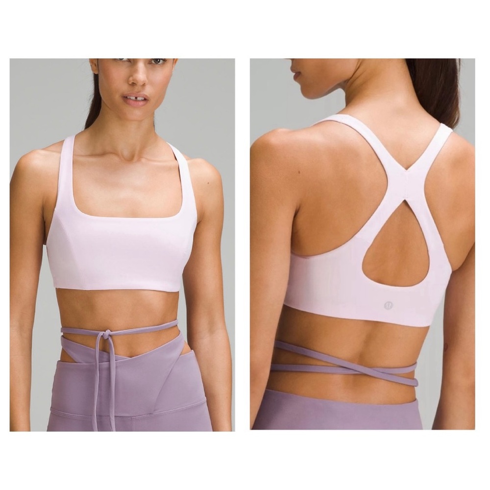 Lululemon SmoothCover Yoga Bra, Light Support, B/C Cup, Meadowsweet Pink, Size 8